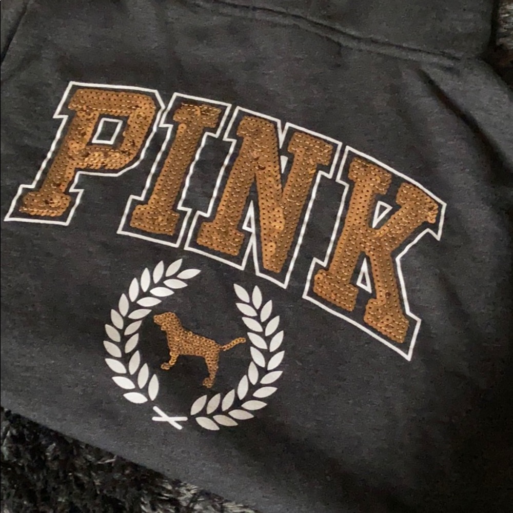 PINK fleeced bling hoodie